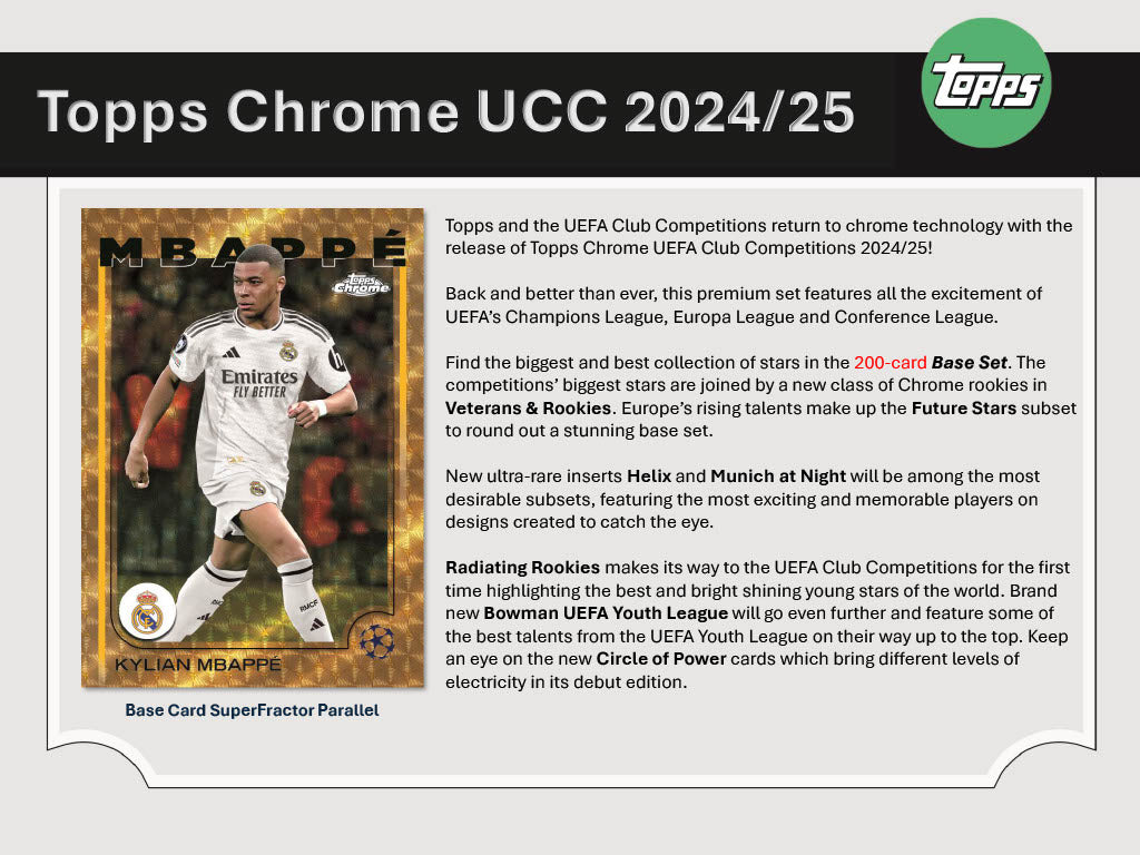 2024-25 Topps Chrome UEFA Club Competitions Soccer Hobby 12-Box Case
