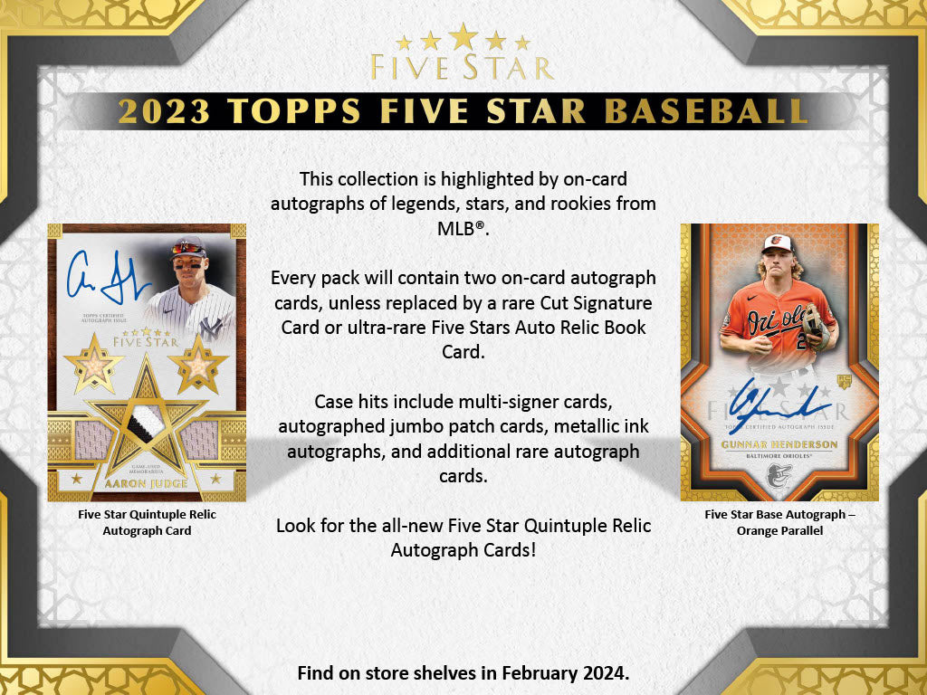 2023 Topps Five Star Baseball Hobby 8-Box Case