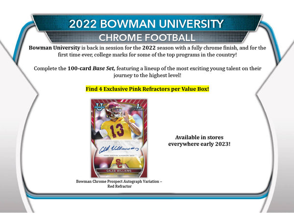 2022-23 Bowman University Chrome Football Blaster 40-Box Case