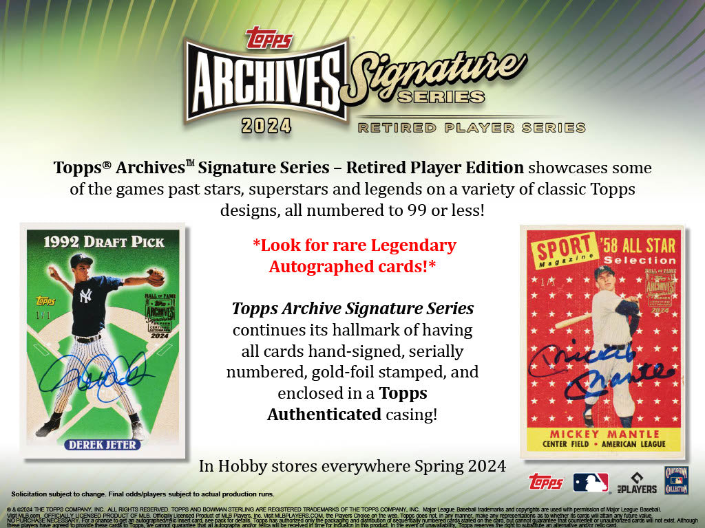 2024 Topps Archives Signature Series Retired Player Edition Baseball 20-Box Case