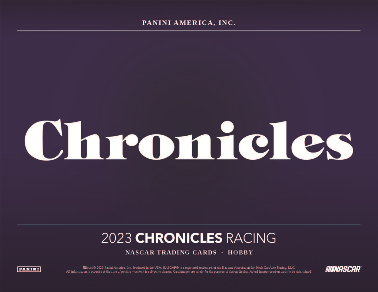 2023 Panini Chronicles Racing Hobby 16-Box Case